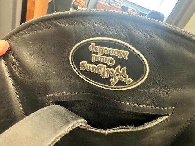 Used Custom Wolfgang Omni Monoflap Dressage Saddle 18.5 Wide Tree