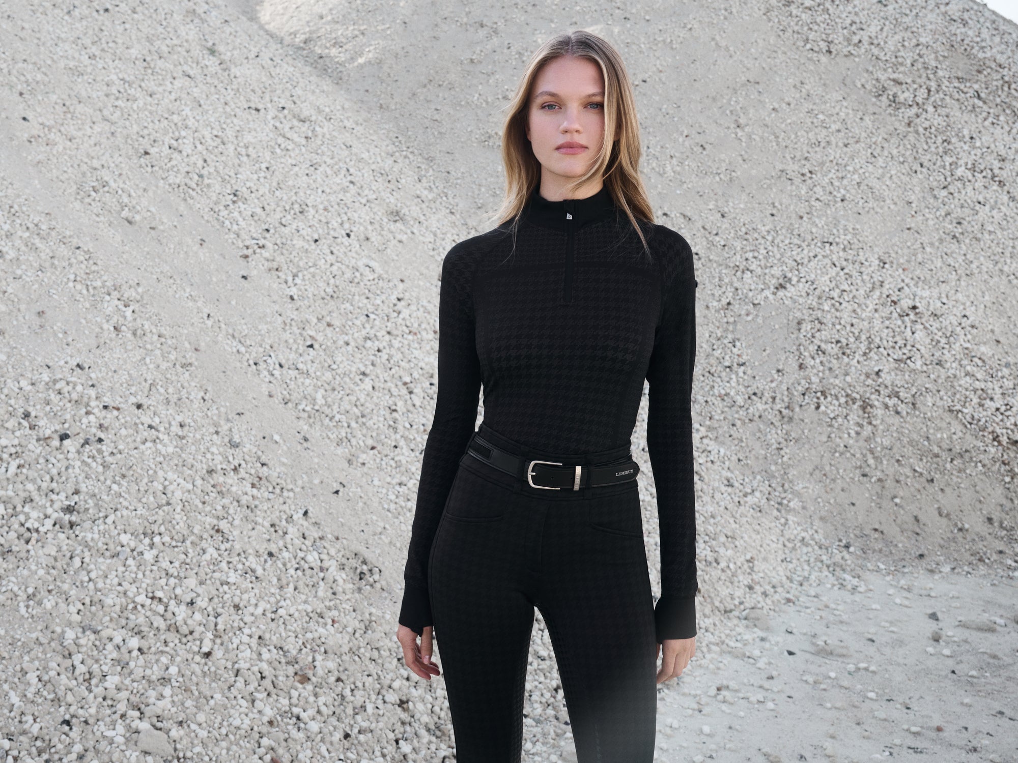 LeMieux Aspen Houndstooth Quarter Zip Top
