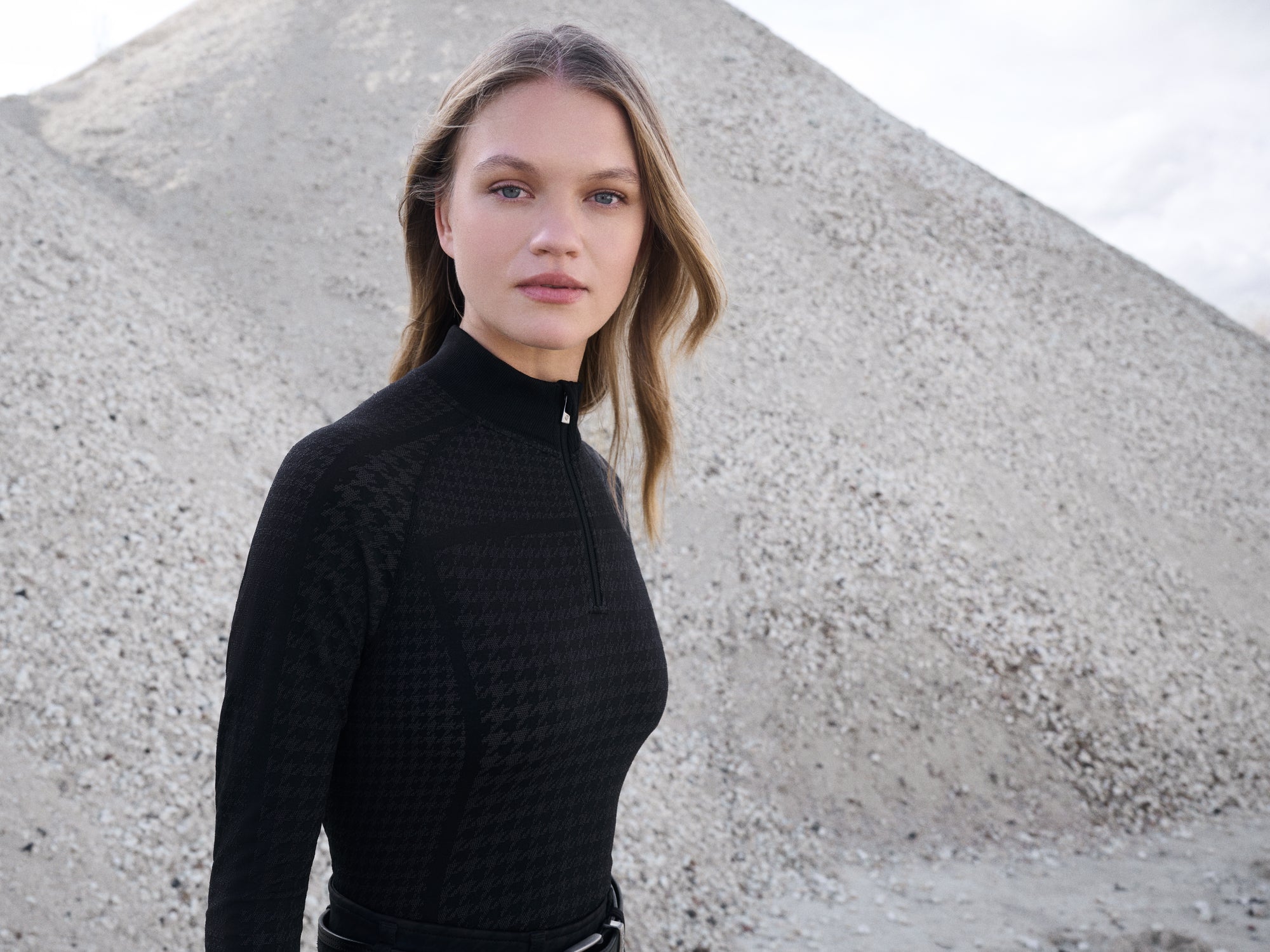 LeMieux Aspen Houndstooth Quarter Zip Top