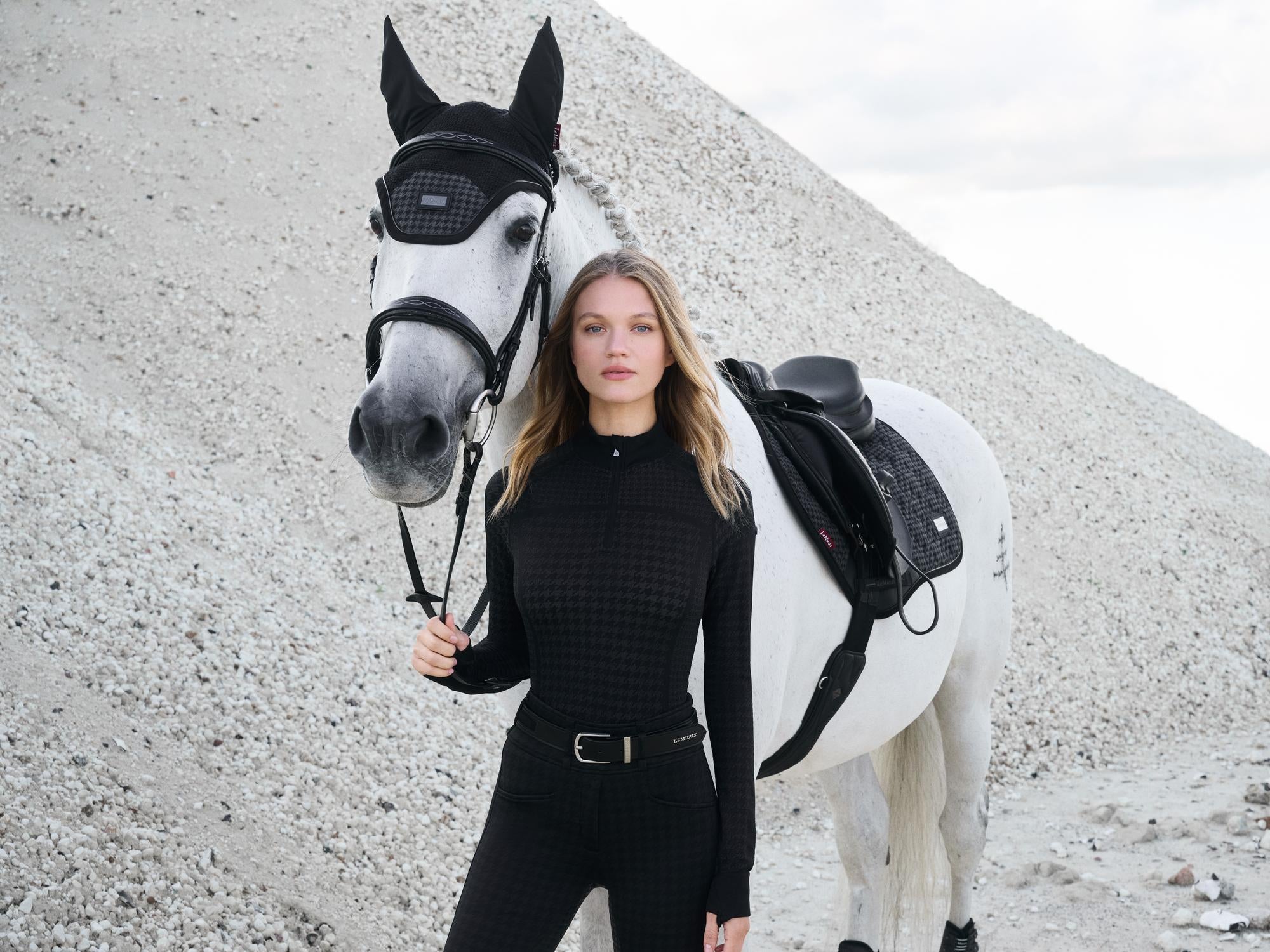 LeMieux Aspen Houndstooth Quarter Zip Top