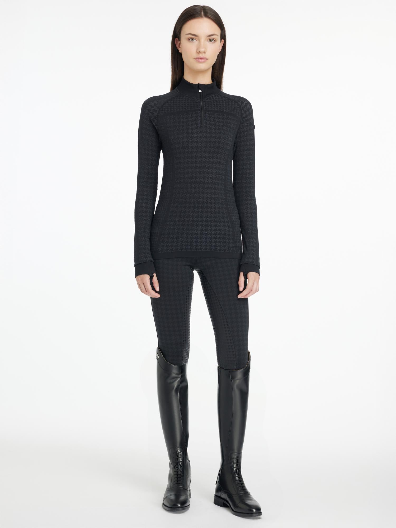 LeMieux Aspen Houndstooth Quarter Zip Top