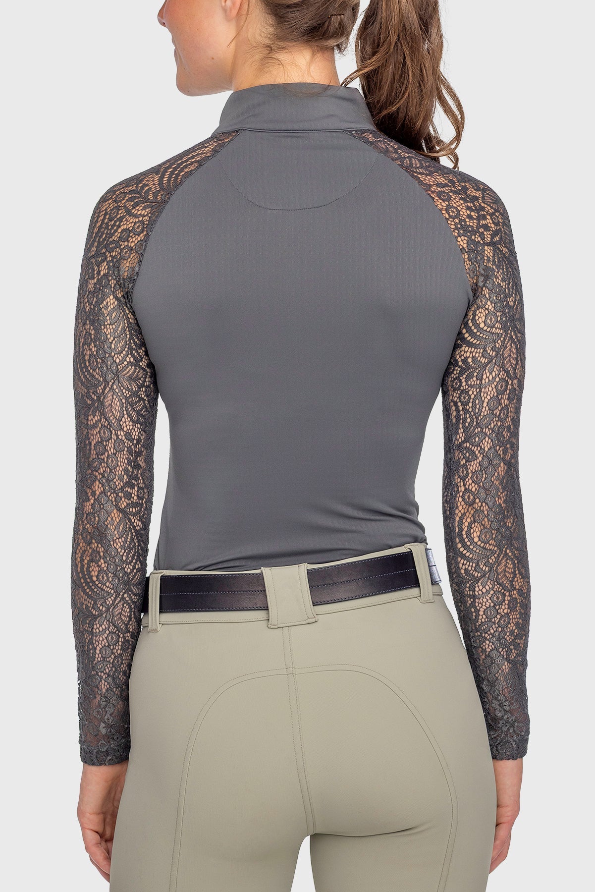 Kastel Long Sleeve Slate Floral Lace Raglan 1/4 Zip