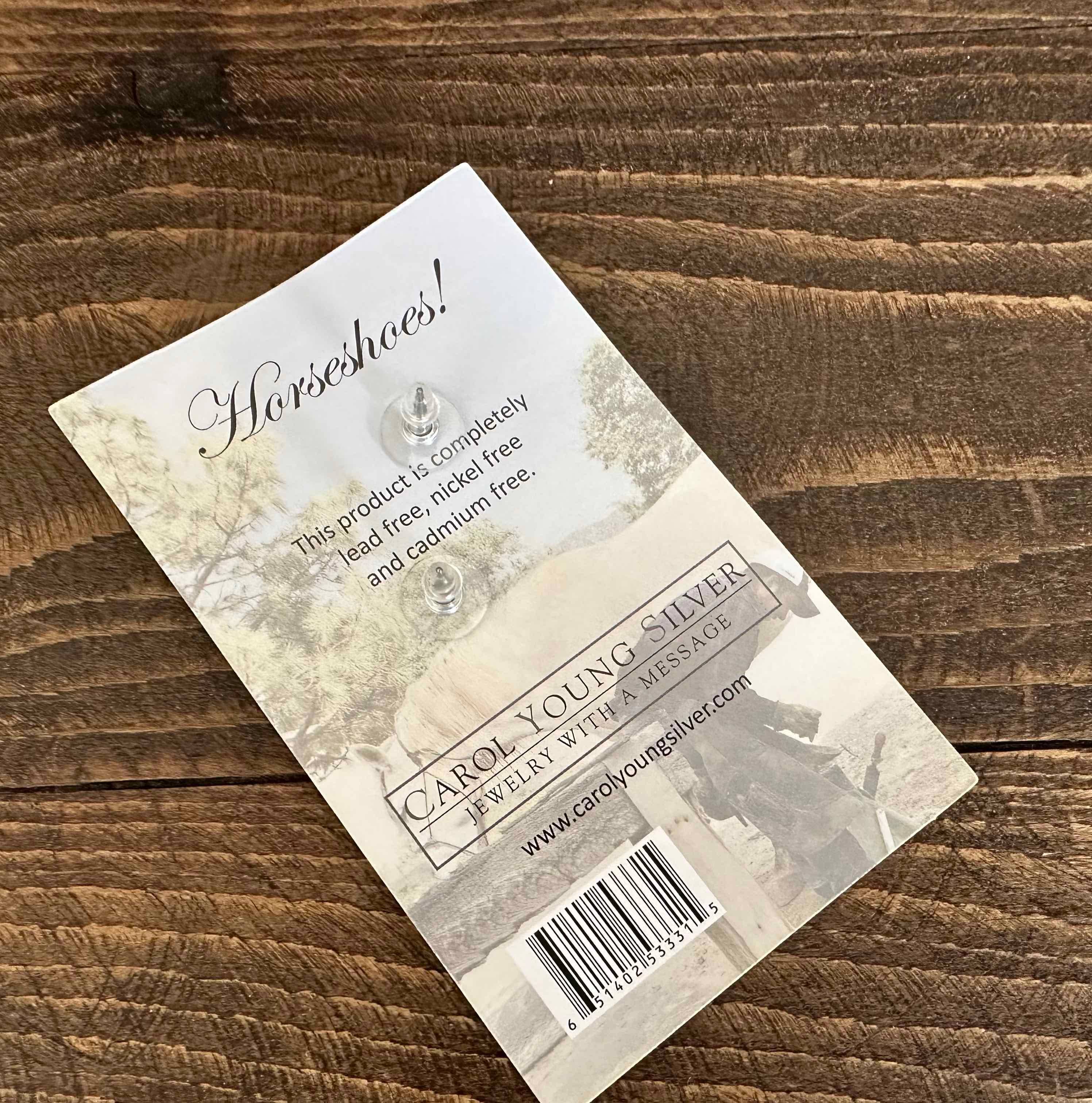 Horseshoe w/Aqua Crystals Earrings with Post