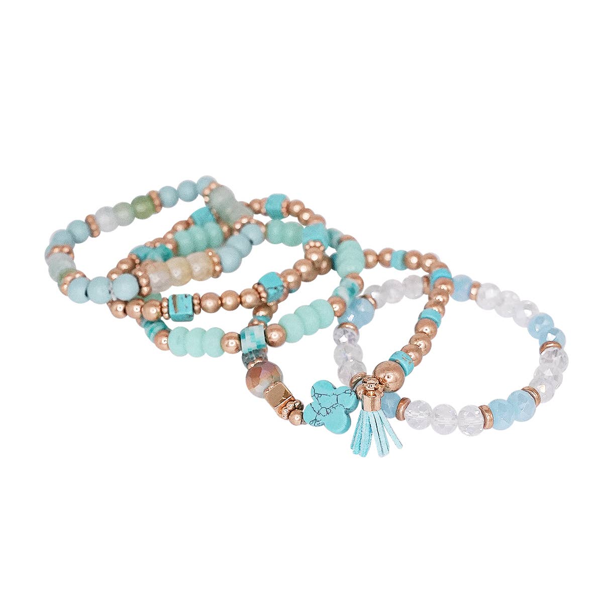 Beaded Stone Bangle Bracelet Set