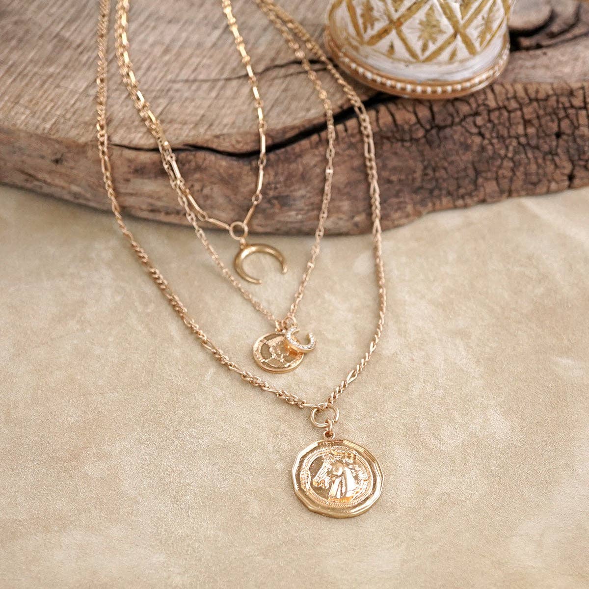 Moonlit Rider – Layered Horse Coin Necklace