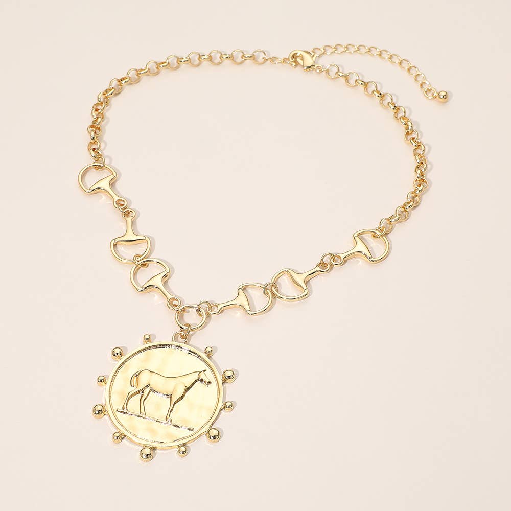 Sensibling Corp. - Horse Medallion Pendant Horsebit Link Chain Necklace