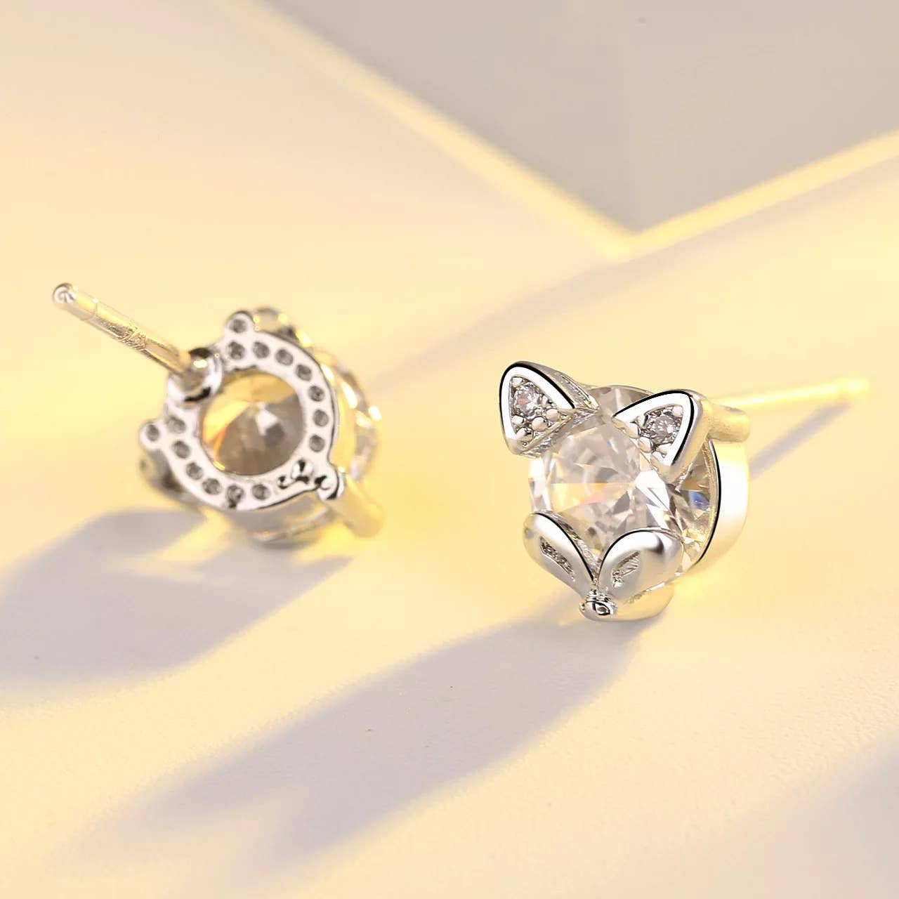Sterling Silver Fox Mask Equestrian Stud Earrings