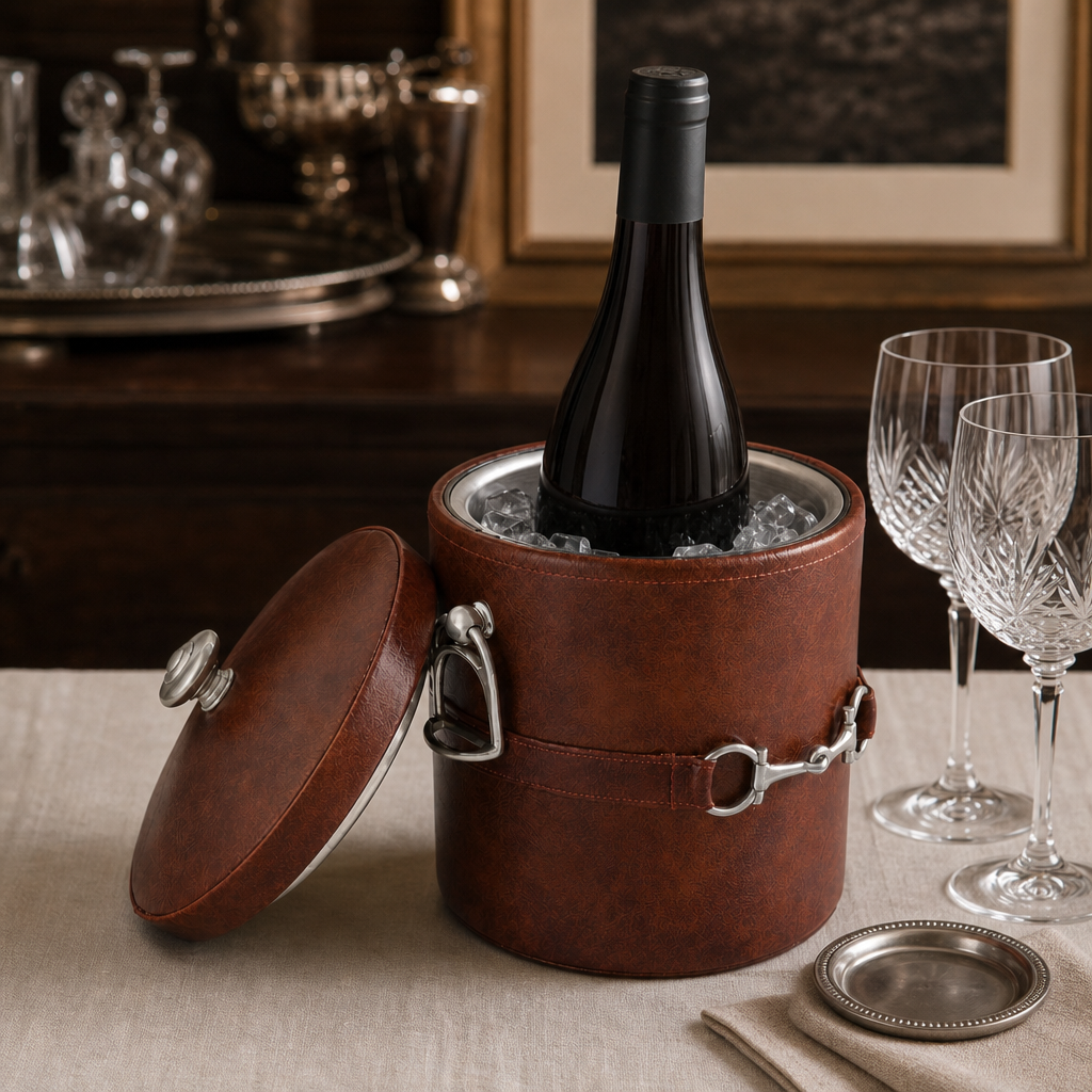 Equestrian Horse Bit Leather Ice Bucket