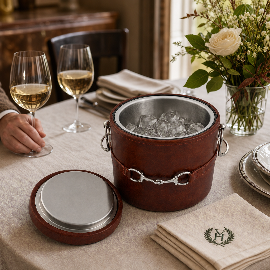 Equestrian Horse Bit Leather Ice Bucket