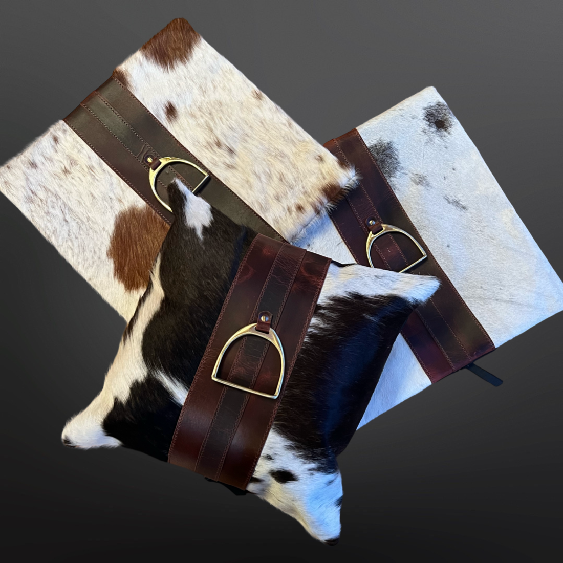 Equestrian English Stirrup Iron Cowhide Leather Pillow