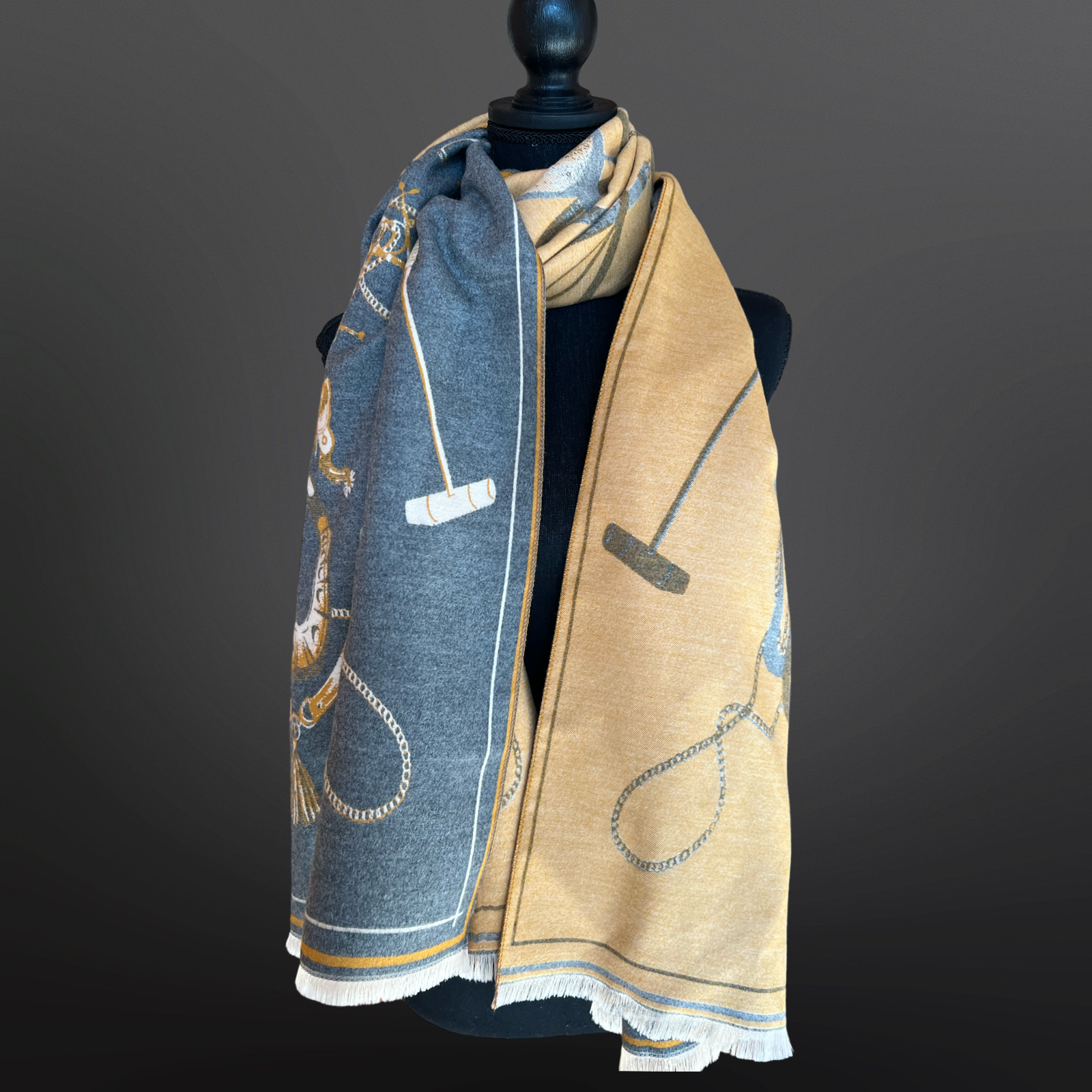 Westrian International - Horse Polo Pony Winter Scarf Saddle Mallets Horse Print