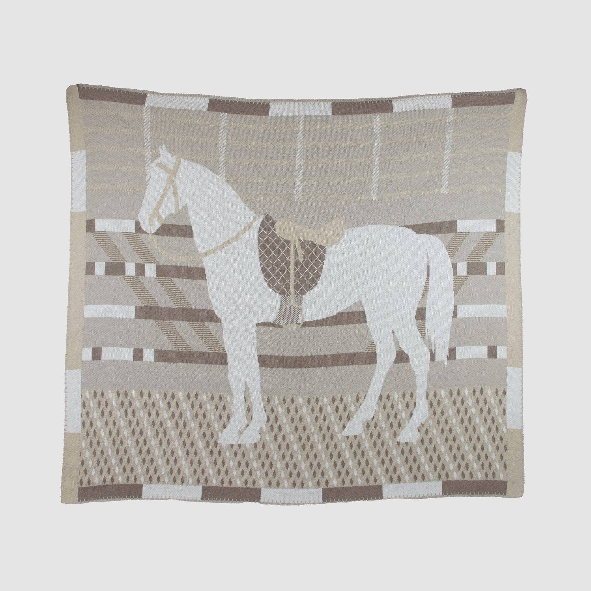 In2Green - Cotton Sustainable Knit Patterned | Stripes Throw Blanket - Equestrian Cheval