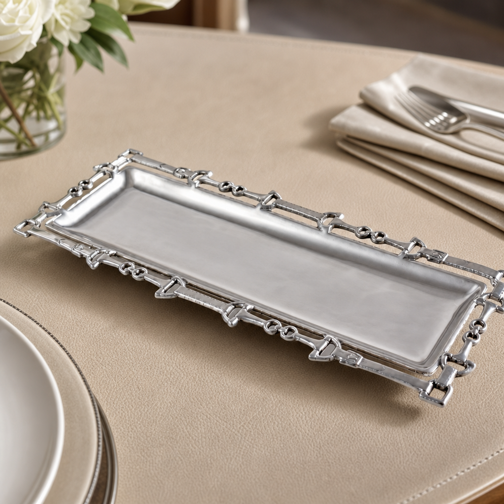 Equestrian Oblong Tray W/Openwork