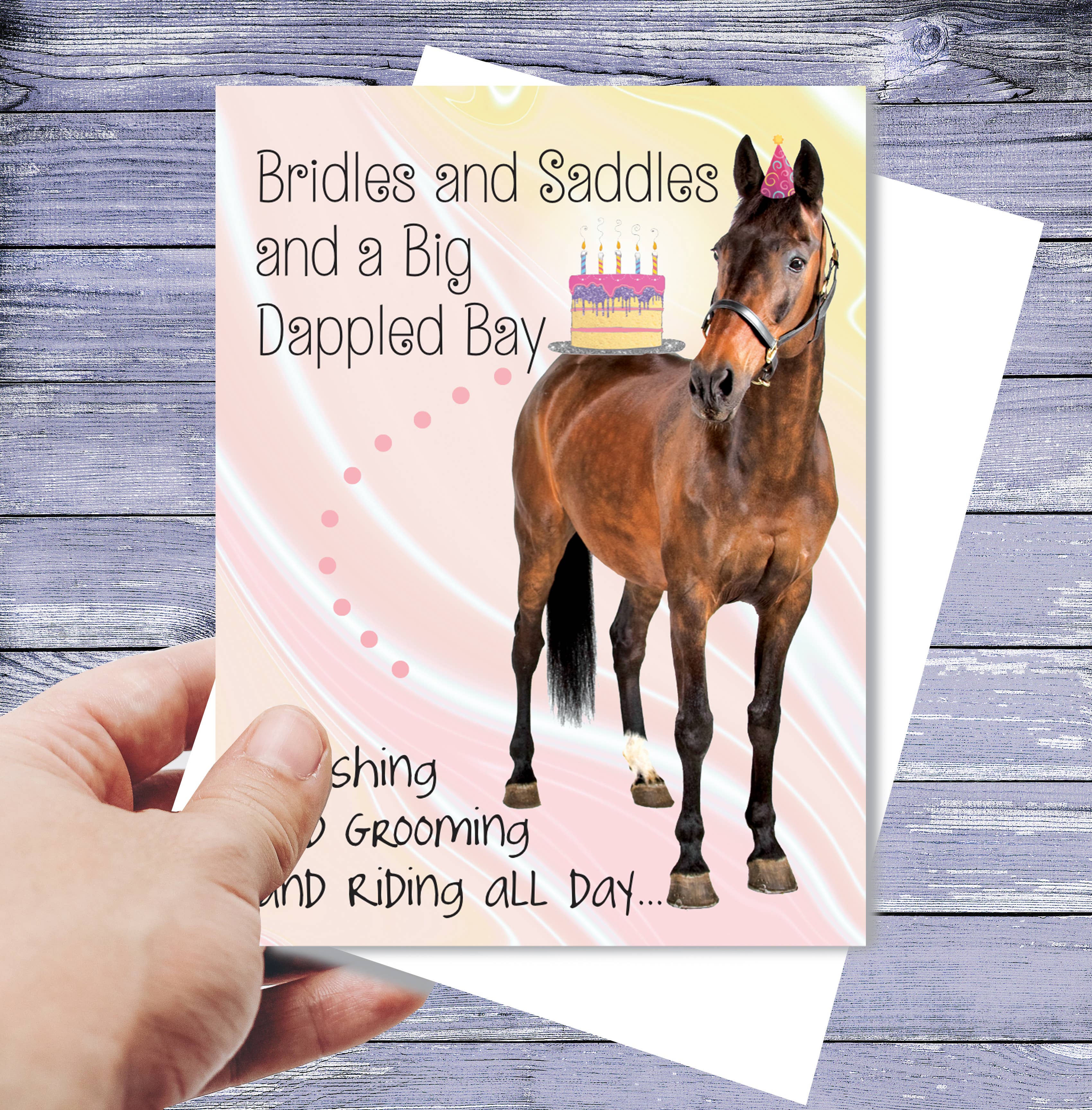 Horse Hollow Press - Horse Greeting Birthday Card / Bridles & Saddles Dapple Bay