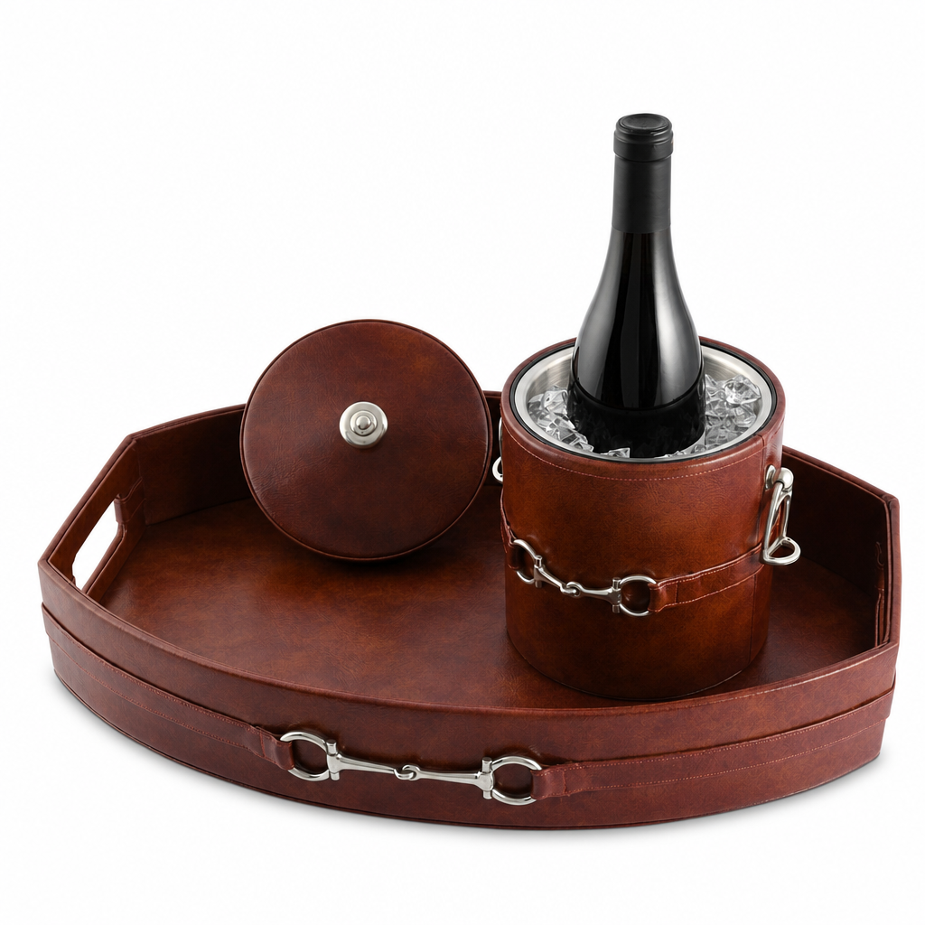 Equestrian Horse Bit Leather Ice Bucket