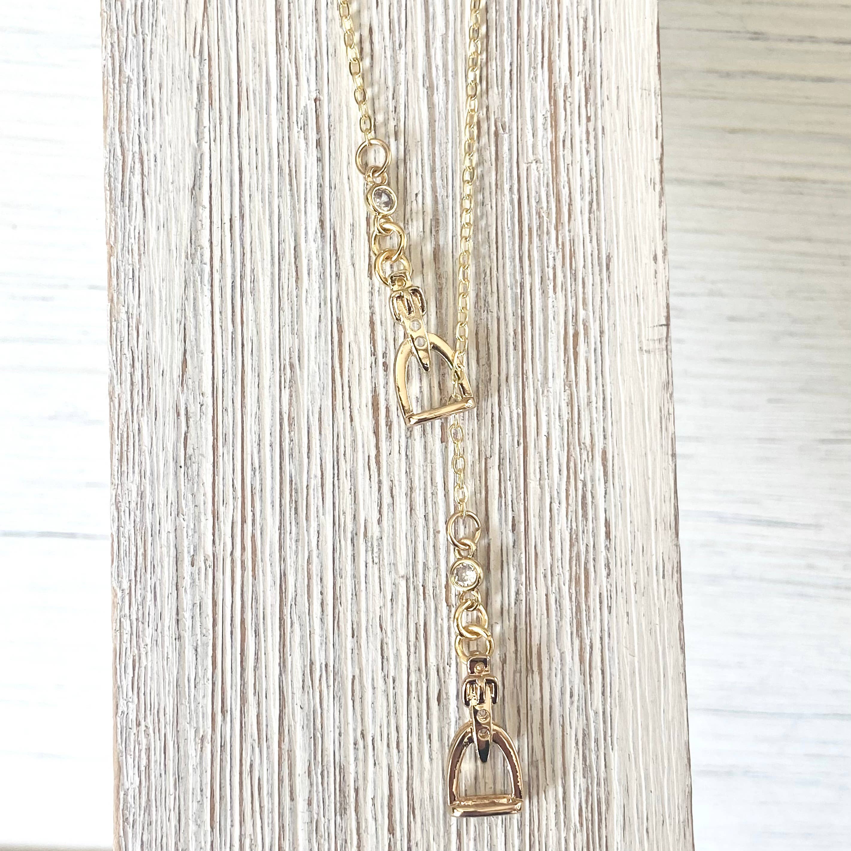 VB&CO Designs Handmade Jewelry - Equestrian jewelry Y style horse bit stirrup necklace