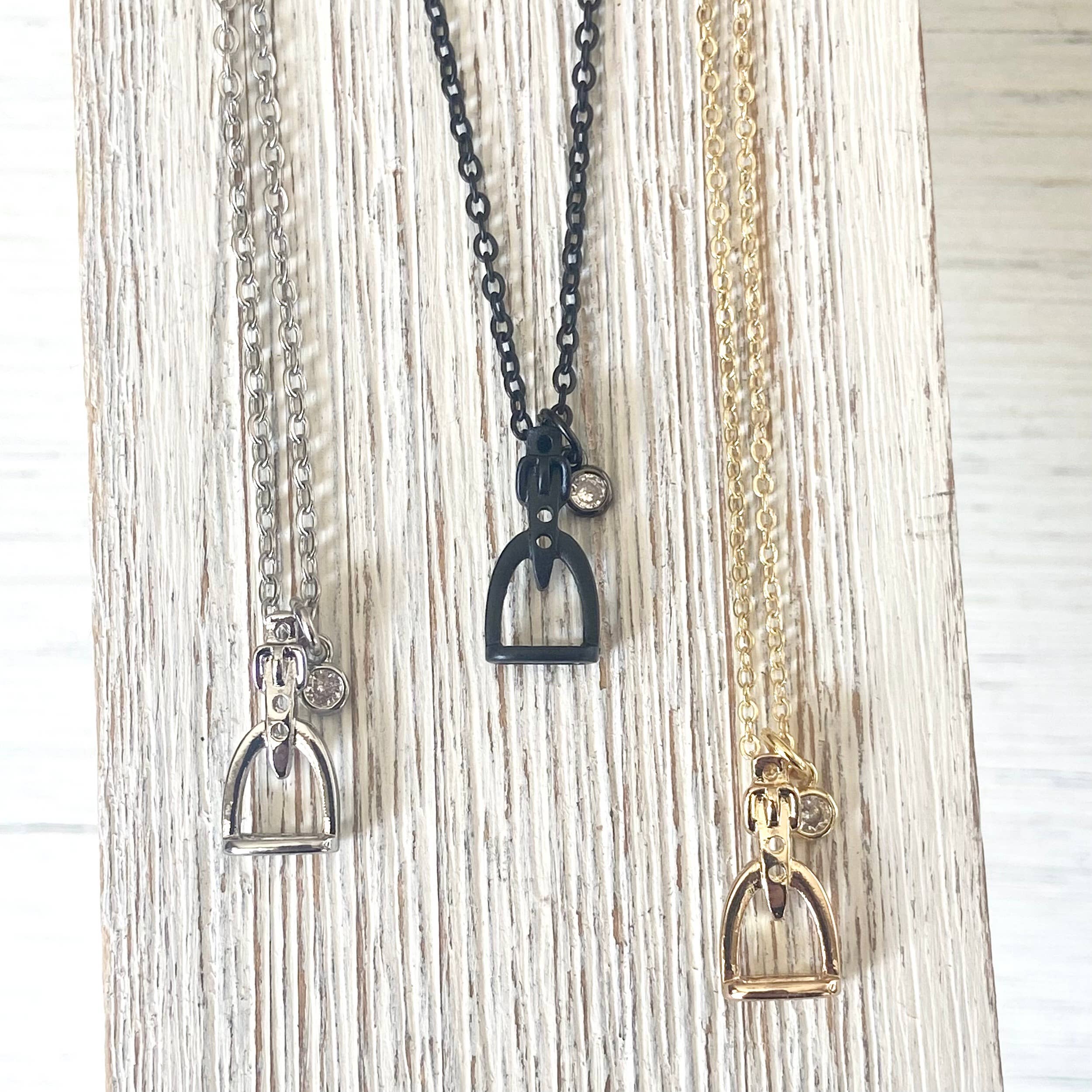 VB&CO Designs Handmade Jewelry - Horse jewelry stirrup necklace, equestrian, derby