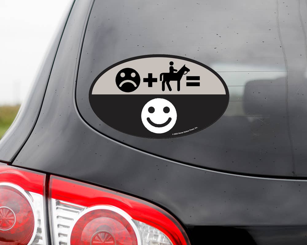 Oval Equestrian Horse Sticker / Smile Frown / WATERPROOF