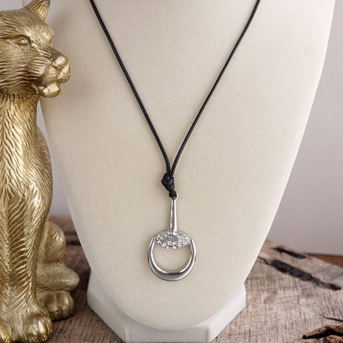 Horse Bit Cord Necklace – Silver - Midnight Ride Pendant Necklace