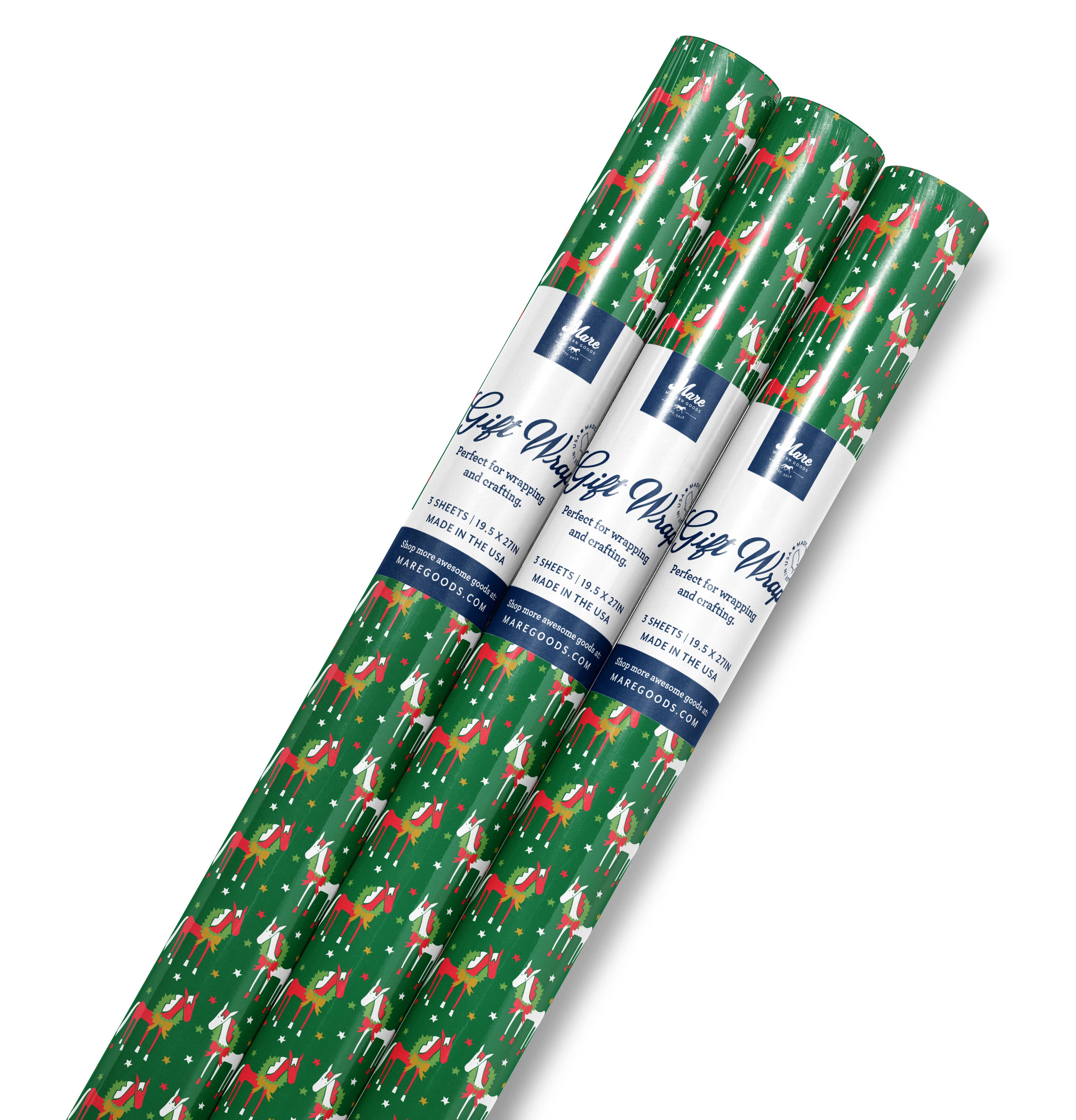 Wreath Ponies Wrapping Paper
