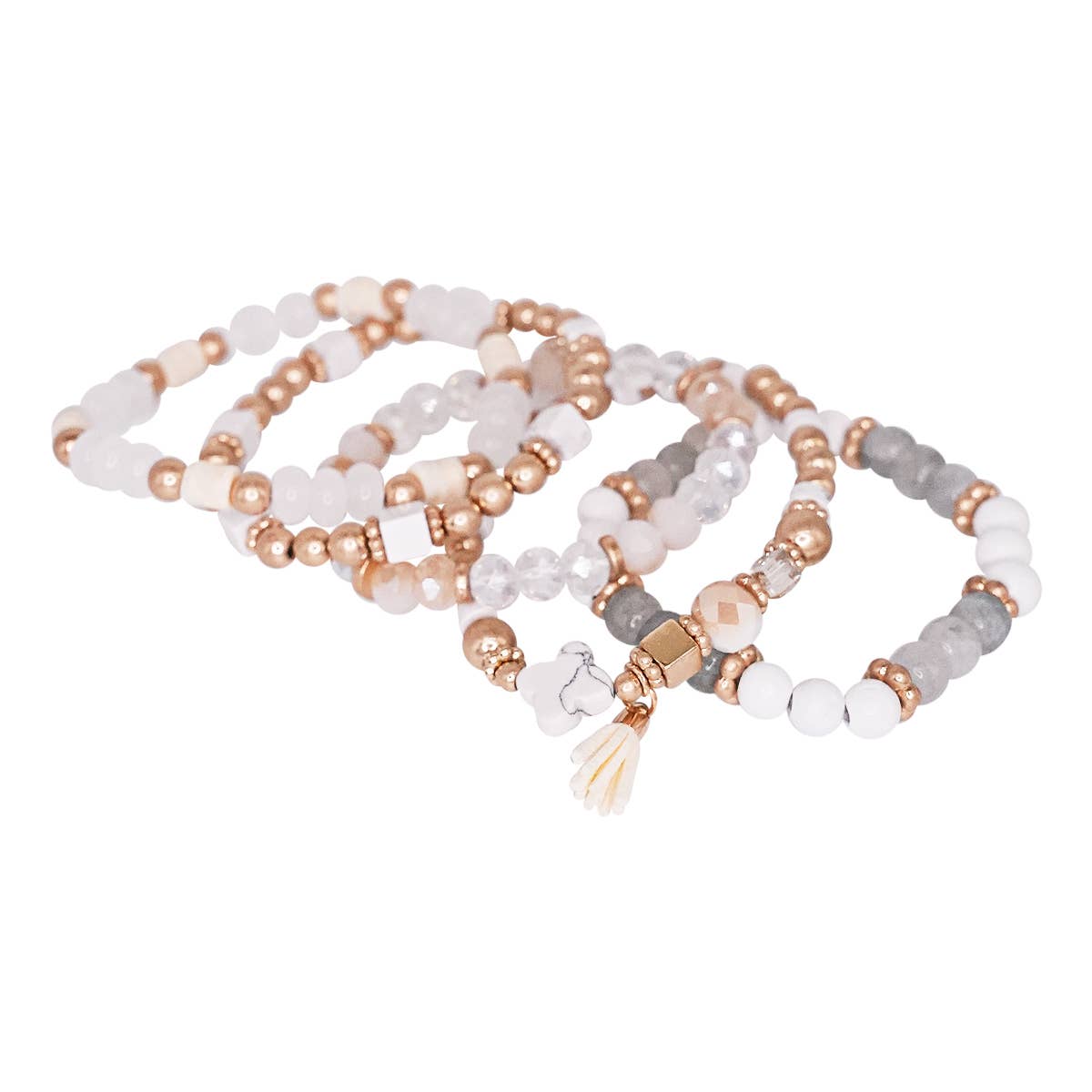 Beaded Stone Bangle Bracelet Set