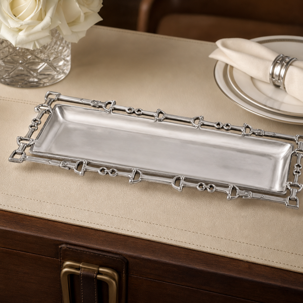 Equestrian Oblong Tray W/Openwork