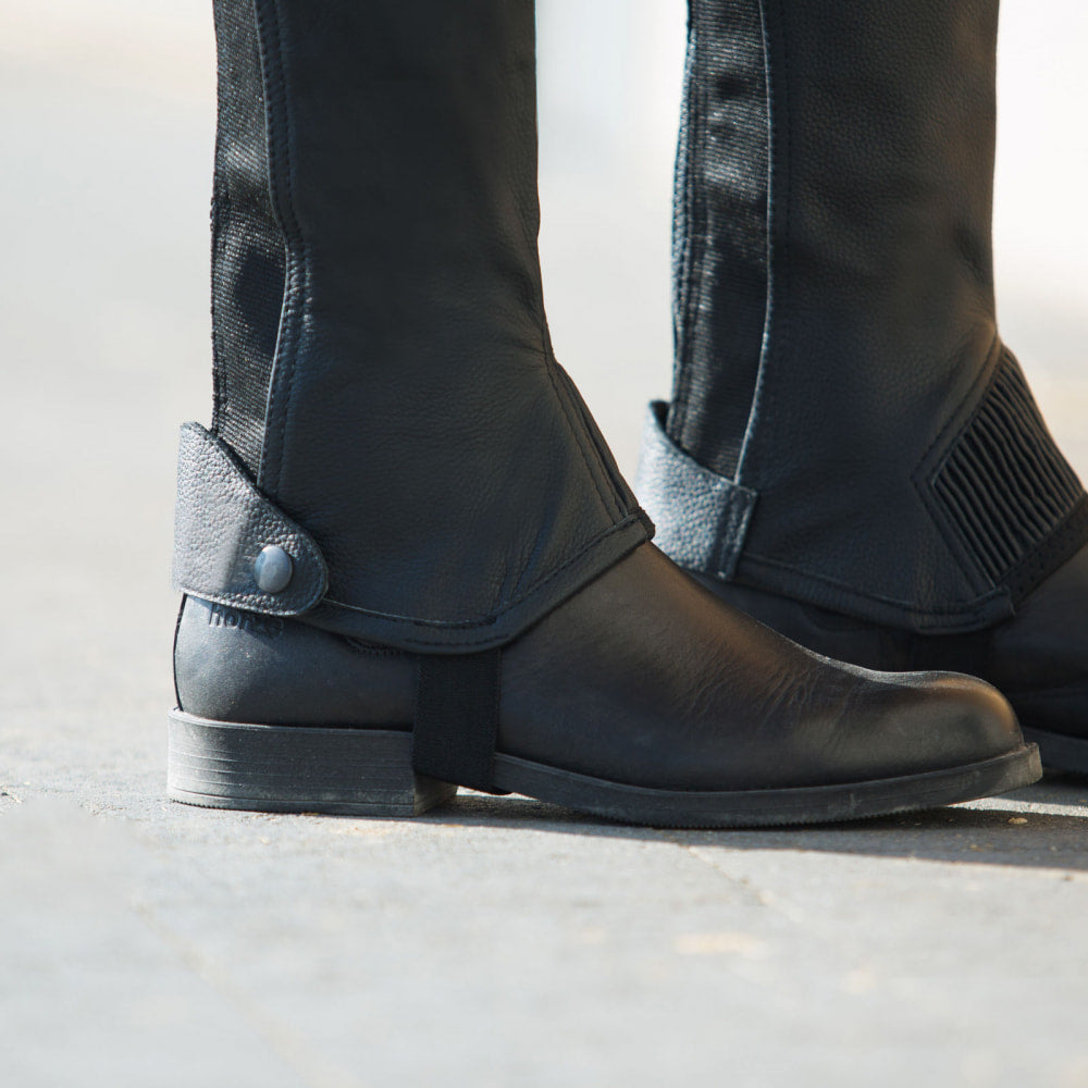 Sale Horze Kids Leather Half Chaps - Elastic