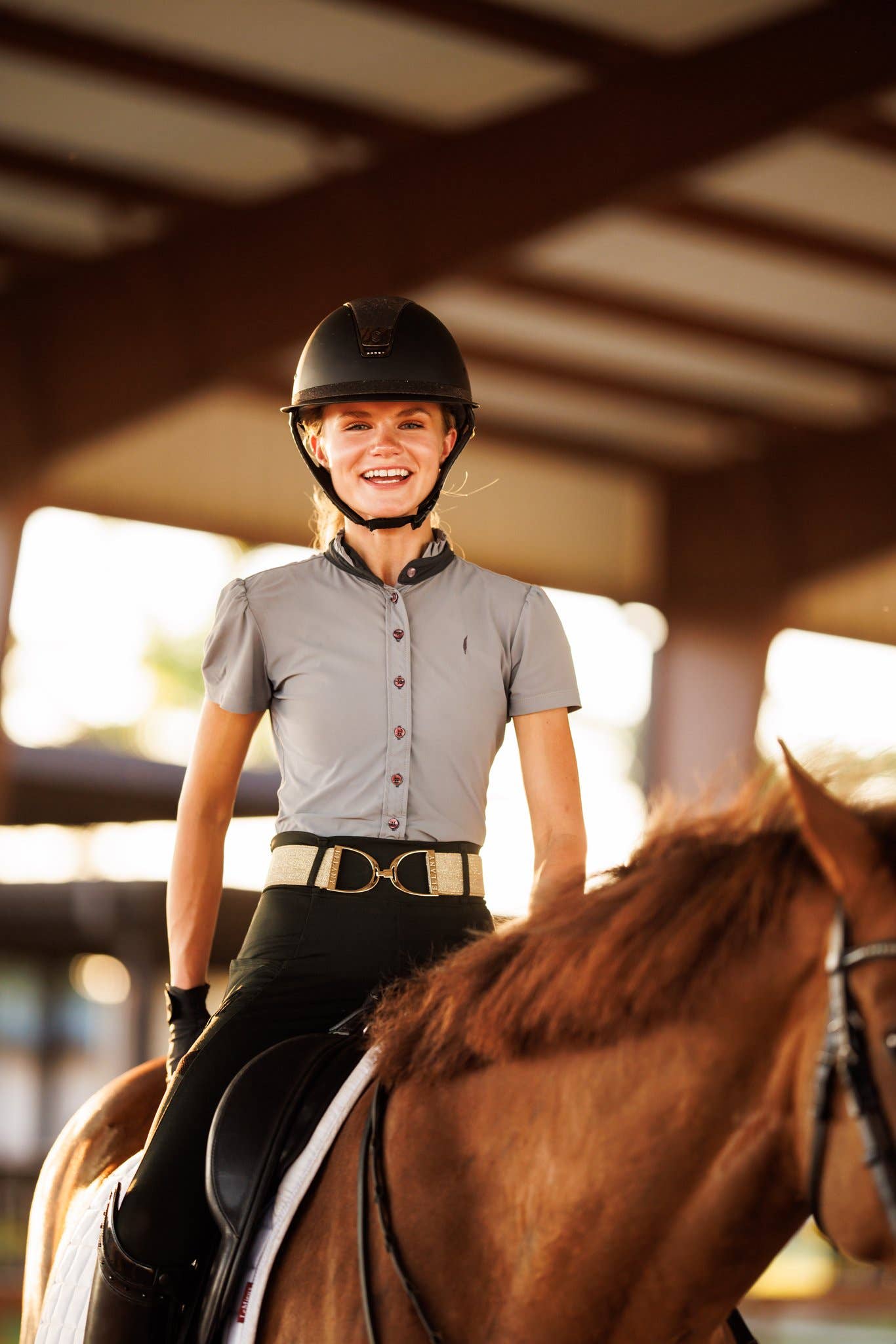 Ellany - Gold Dakota - 2" Gold Stirrup Equestrian Elastic Belt