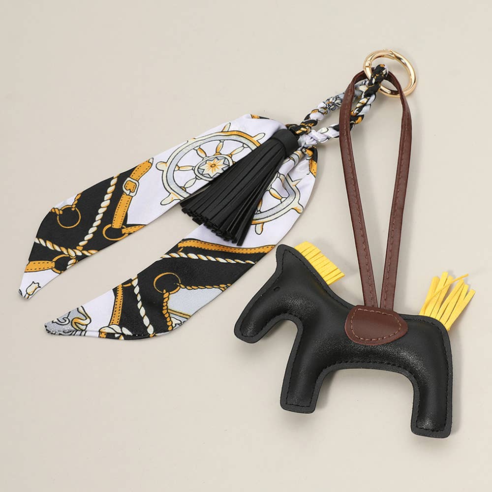 Sensibling Corp. - Faux Leather Horse Tassel Scarf Keychain / Bag Charm