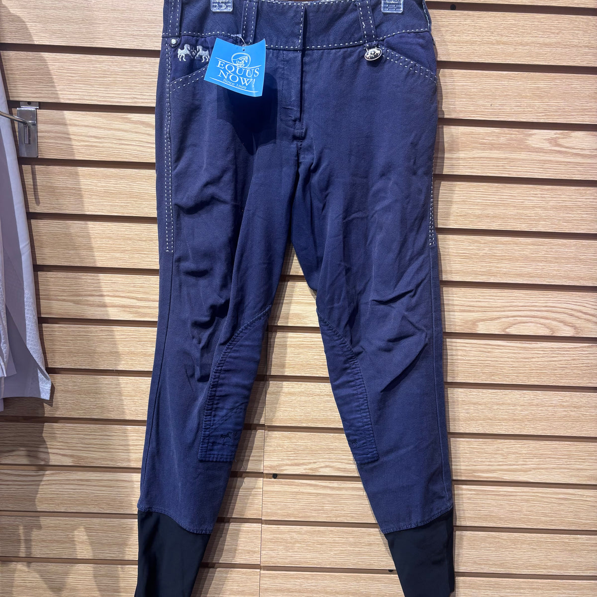 Used 28 Navy Equine Couture Knee Patch Breeches