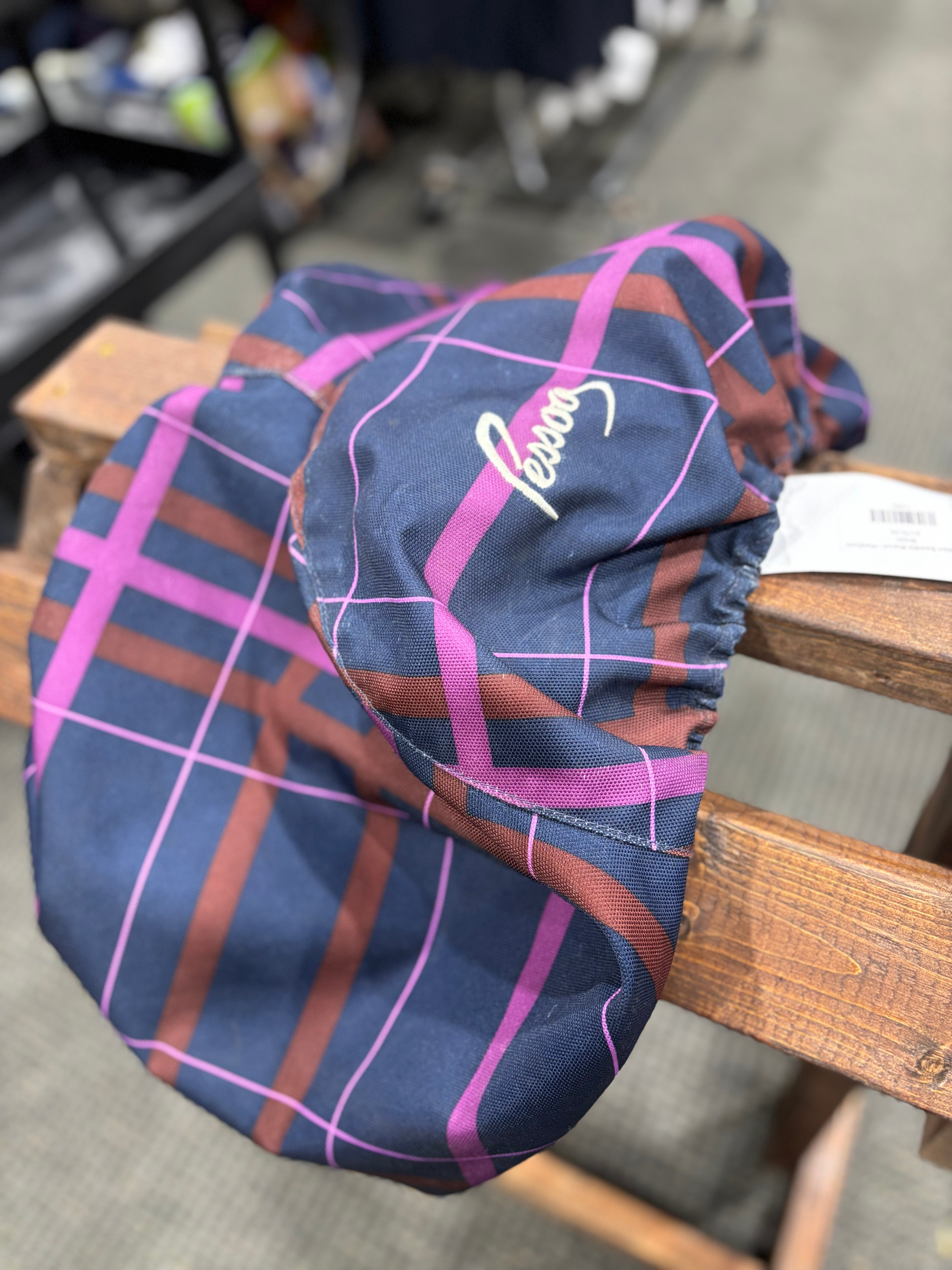 Used Pessoa Purple/Blue Plaid Saddle Cover