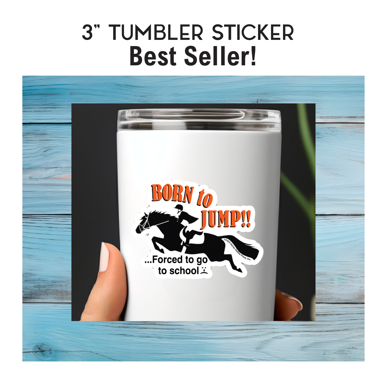 Horse Hollow Press - 3" Tumbler Horse Sticker / Born to Jump School / WATERPROOF