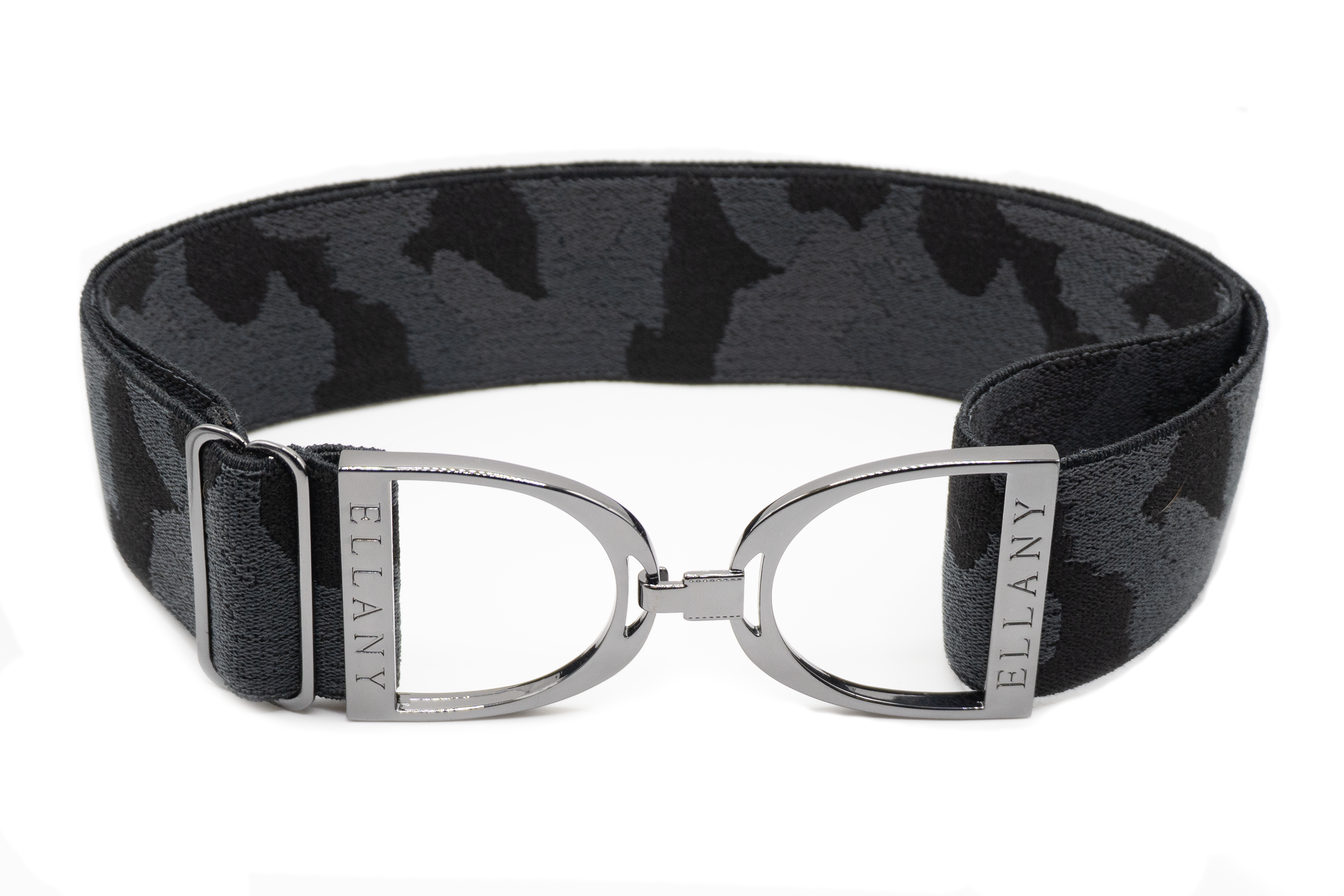 Ellany - Black Camo - 2" Gunmetal Stirrup Elastic Belt