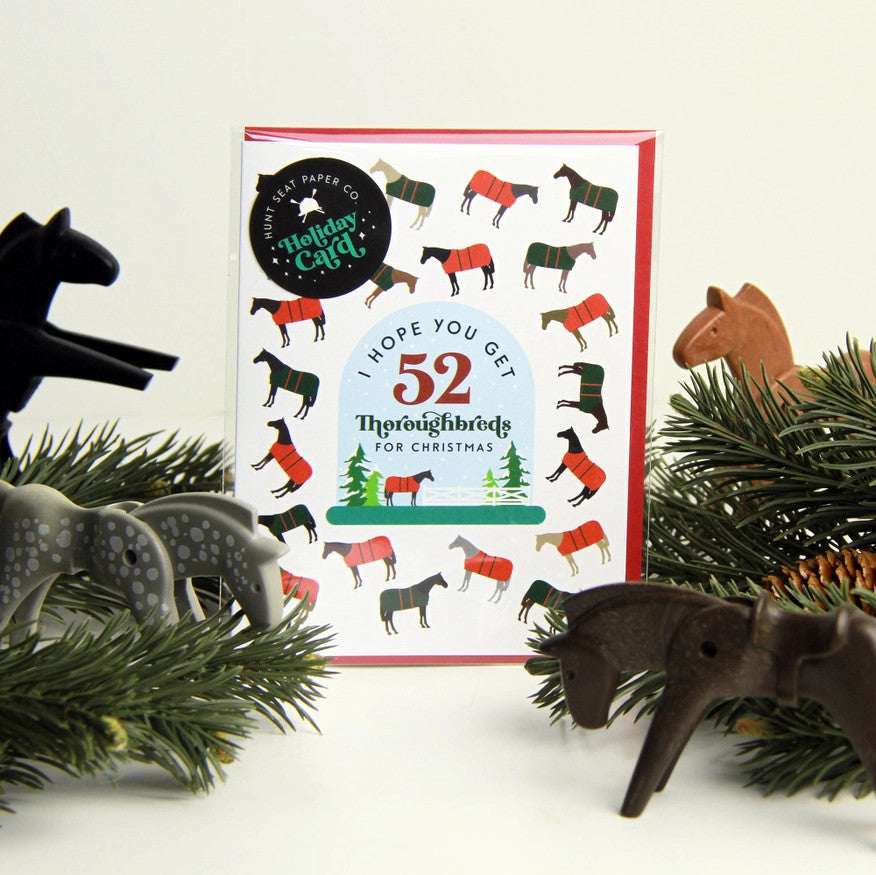 Hunt Seat Paper Co 52 Thoroughbreds Christmas Card - supporting