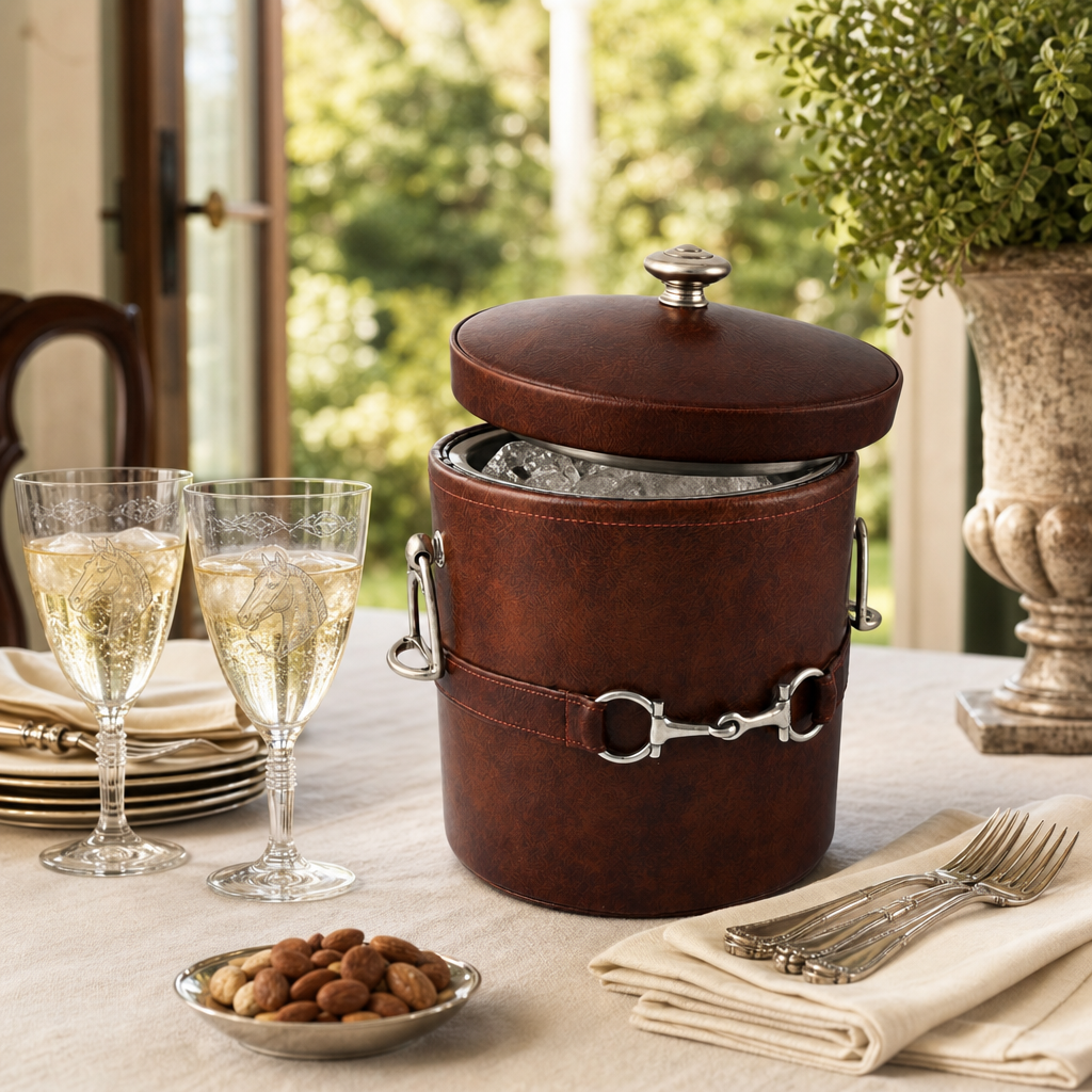 Equestrian Horse Bit Leather Ice Bucket