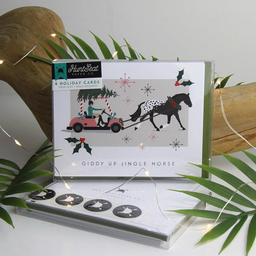 Hunt Seat Paper Co Giddy Up Jingle Horse Christmas Card - supporting