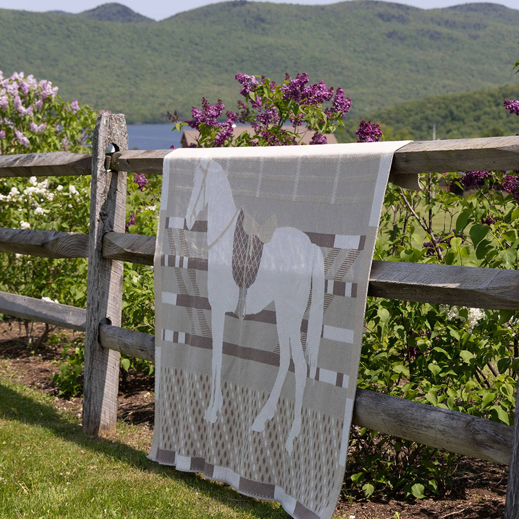 In2Green - Cotton Sustainable Knit Patterned | Stripes Throw Blanket - Equestrian Cheval