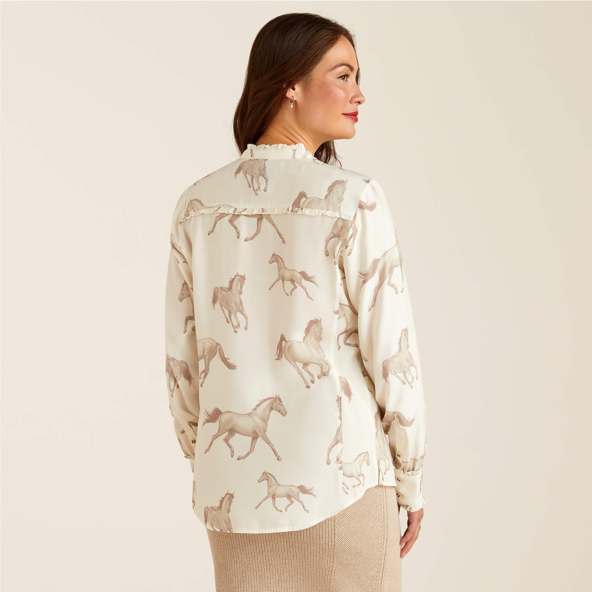 Ariat Clarion Blouse - Sepia Horse Print