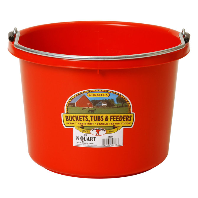 2 Gallon (8 Quart) Plastic Bucket - Red