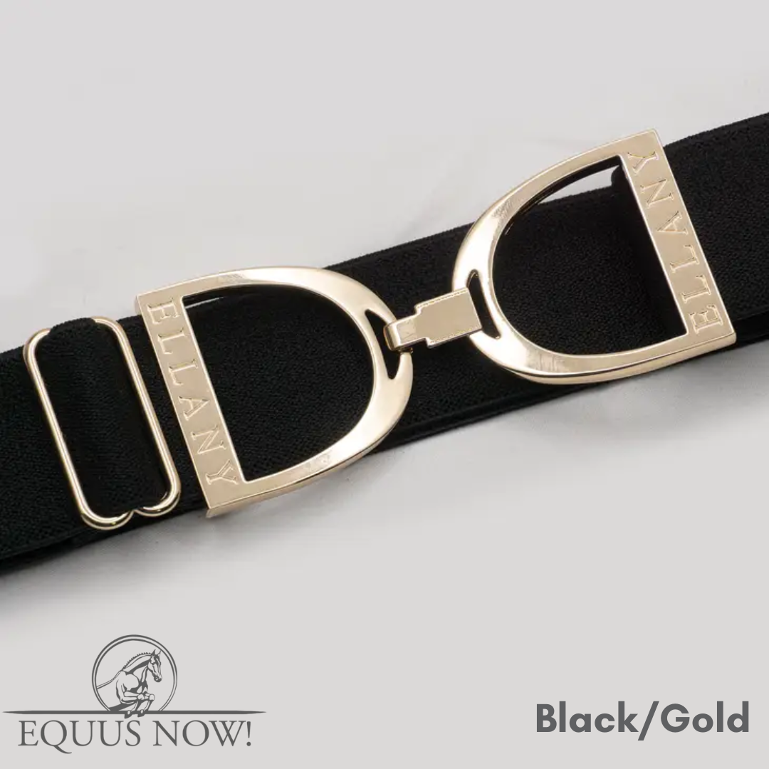 Ellany Stirrup Irons Elastic Belt - Black/Gold