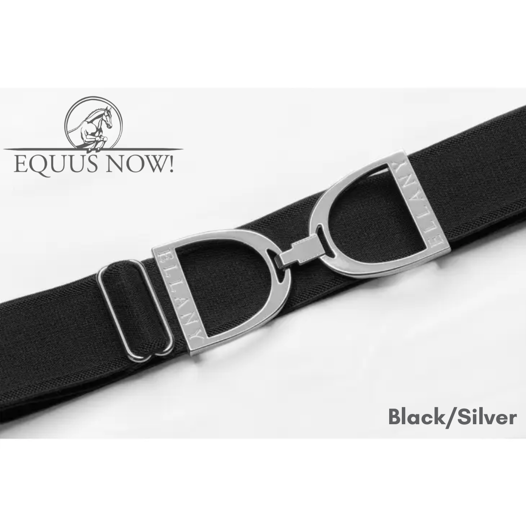 Ellany Stirrup Irons Elastic Belt - Black/Silver