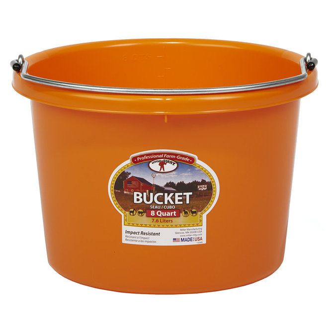 2 Gallon (8 Quart) Plastic Bucket - Orange