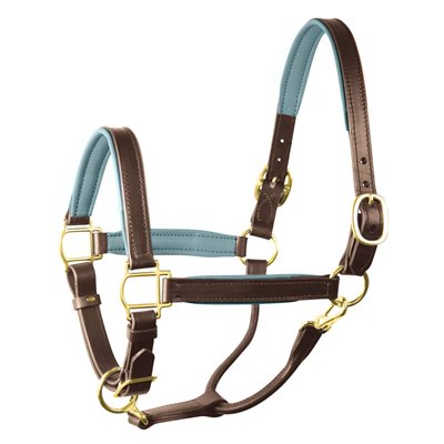 Perri's Padded Leather Halter - Havana/Slate