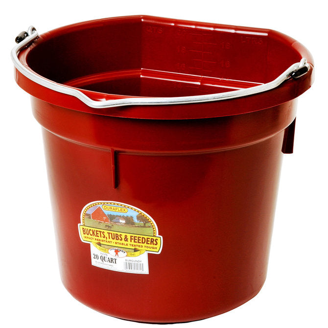 DuraFlex Plastic Flatback 20 Quart Bucket - Burgundy