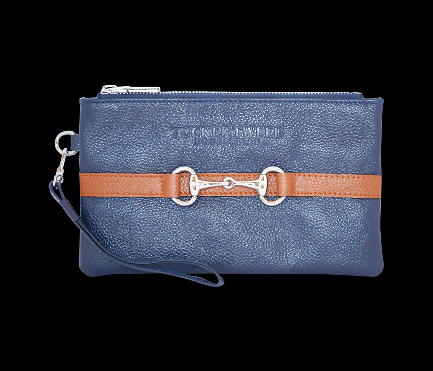 Tucker Tweed Wellington Wristlet - Navy/Chestnut