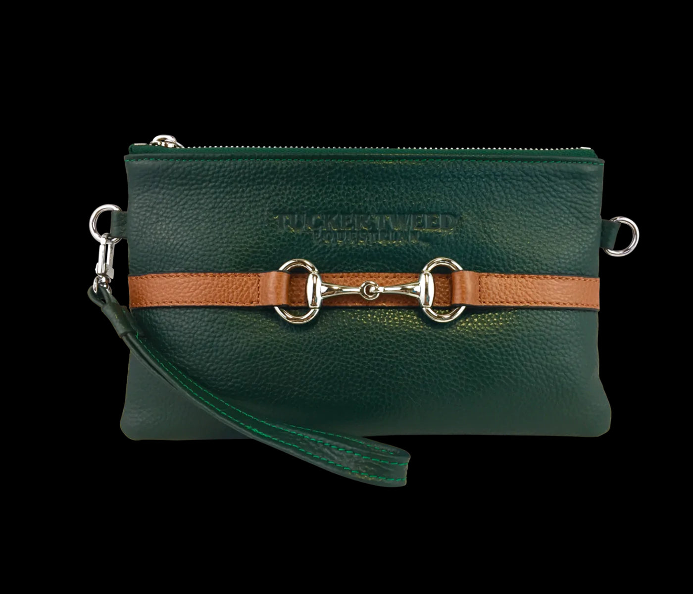 Tucker Tweed Wellington Wristlet - Hunter Green/Chestnut