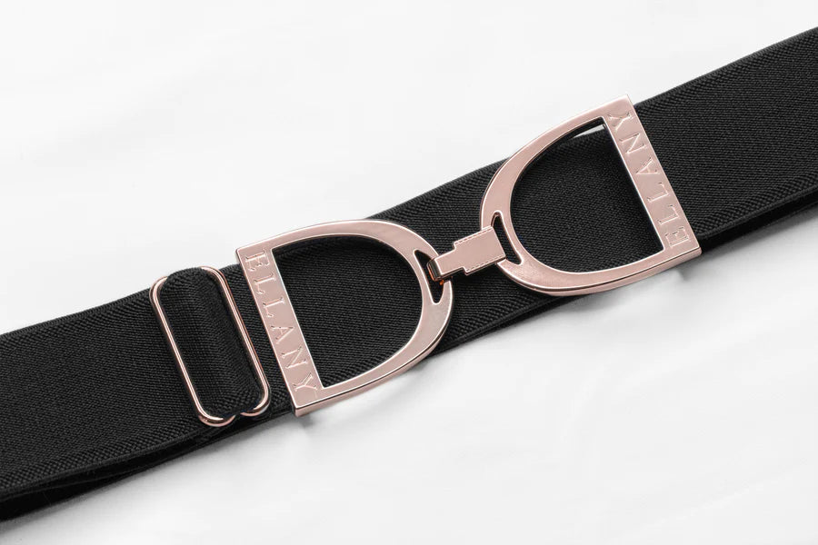 Ellany Stirrup Irons Elastic Belt - Black/Rose Gold