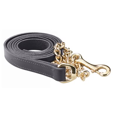 Perri's Leather Lead with Chain - Black w/ Brass Hardware