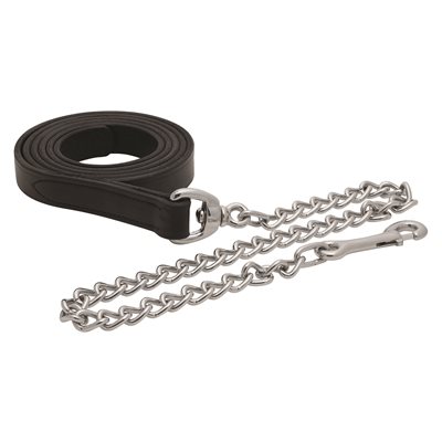 Perri's Leather Lead with Chain - Black w/ Chrome Hardware