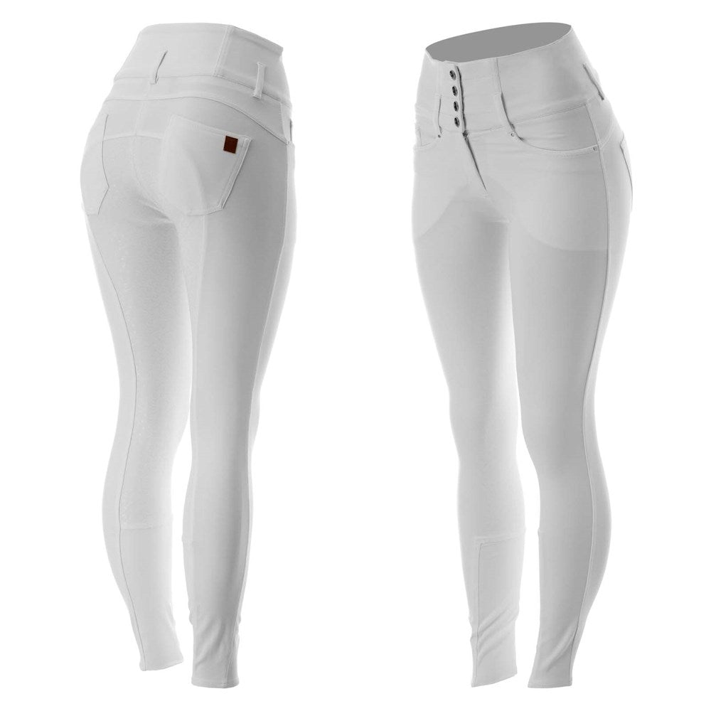 Horze Tara Womens High Waist Silicone Full Seat Breeches - White